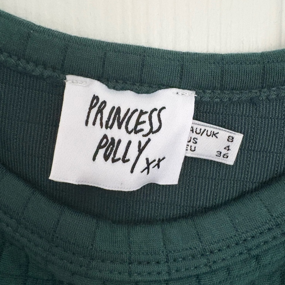 Princess Polly Dark Green Textured Square-Neck Crop Top - Picture 4 of 4